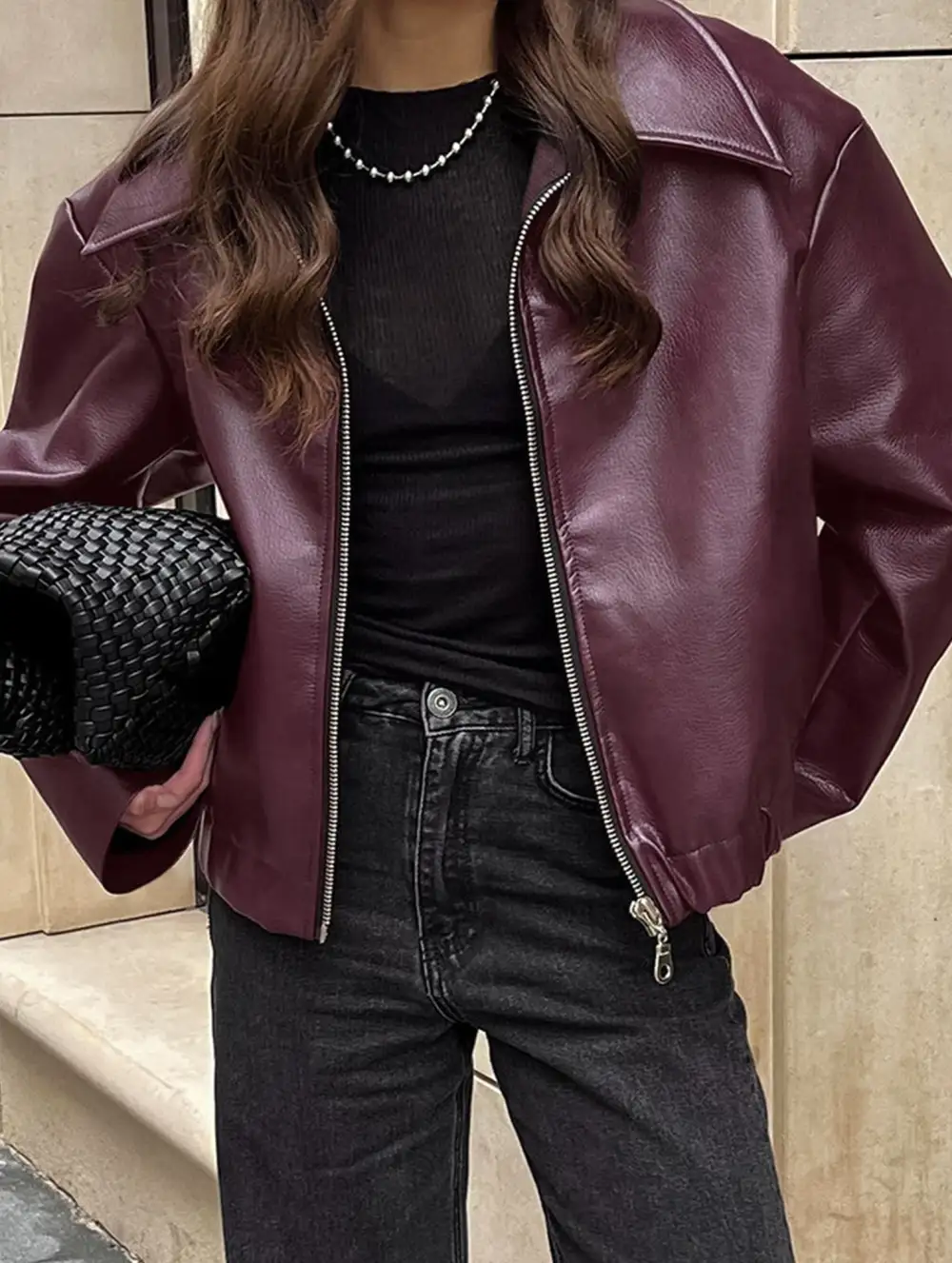 Loose Fitting Motorcycle Leather Jacket