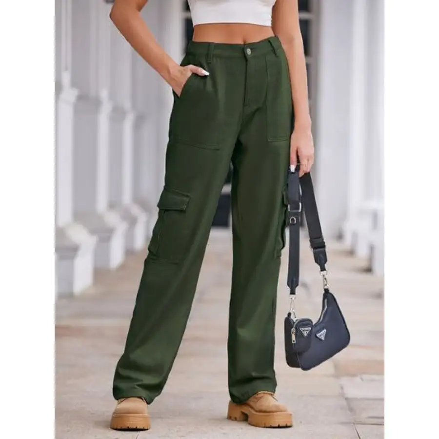 Straight Denim Cargo Pants