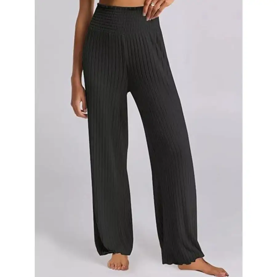 Relaxed Fit Ribbed Knit Top and Pants Set