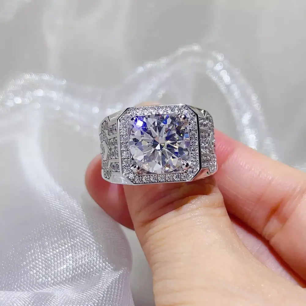 Sterling Silver Moissanite Statement Ring