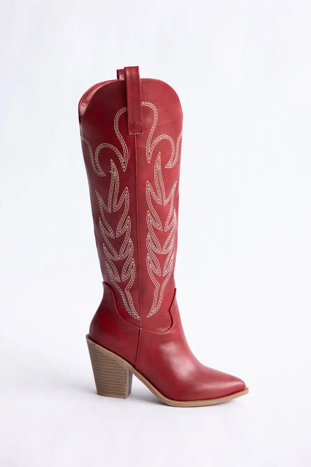 Leather Zip Entry Pointed Toe Tall Western Boots