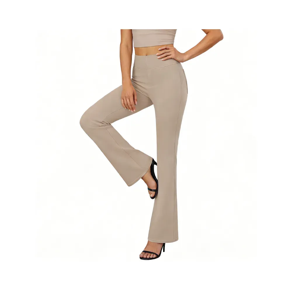 Women's High-Waisted Yoga Pants – Flared Leg with Pockets & Tummy Control