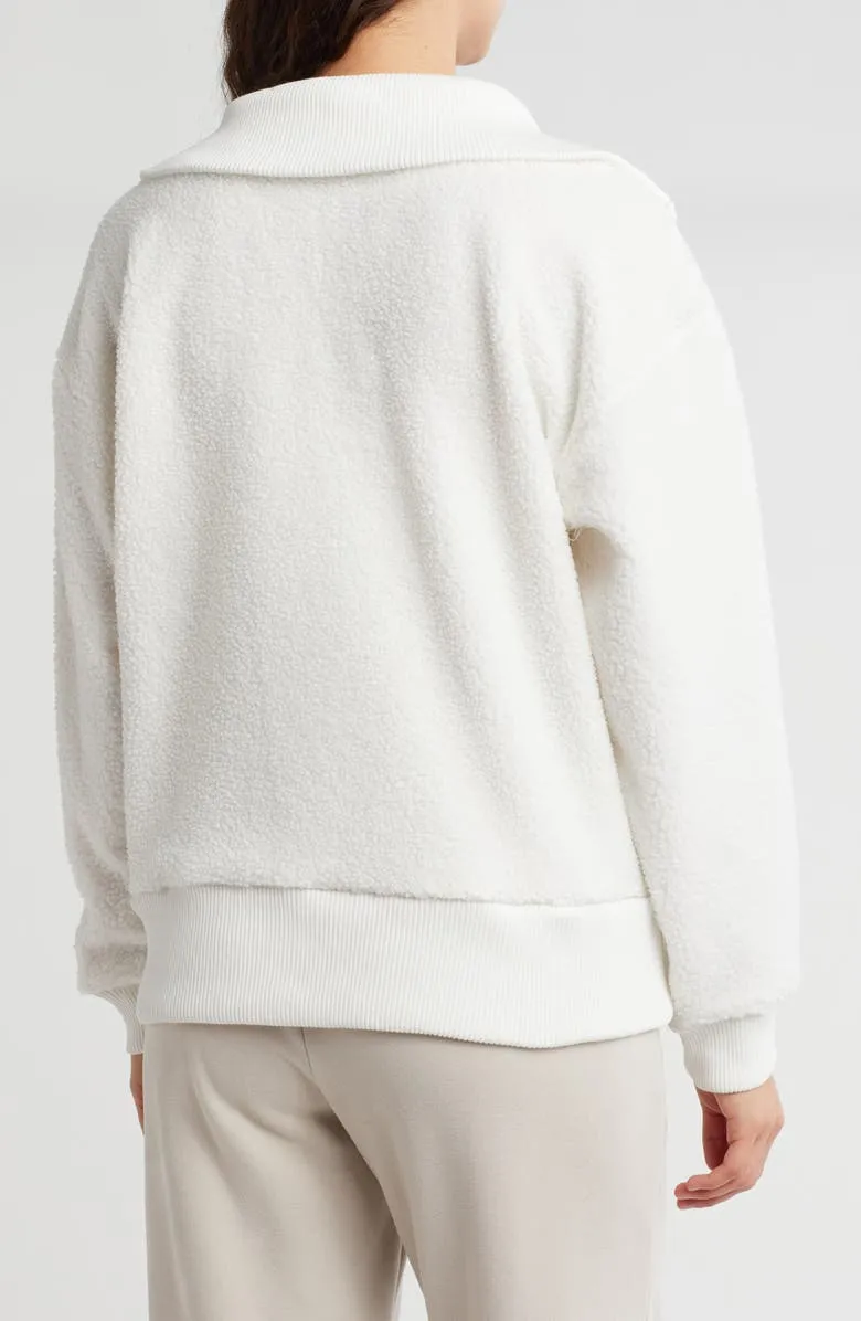 Faux Shearling Half-Zip Pullover