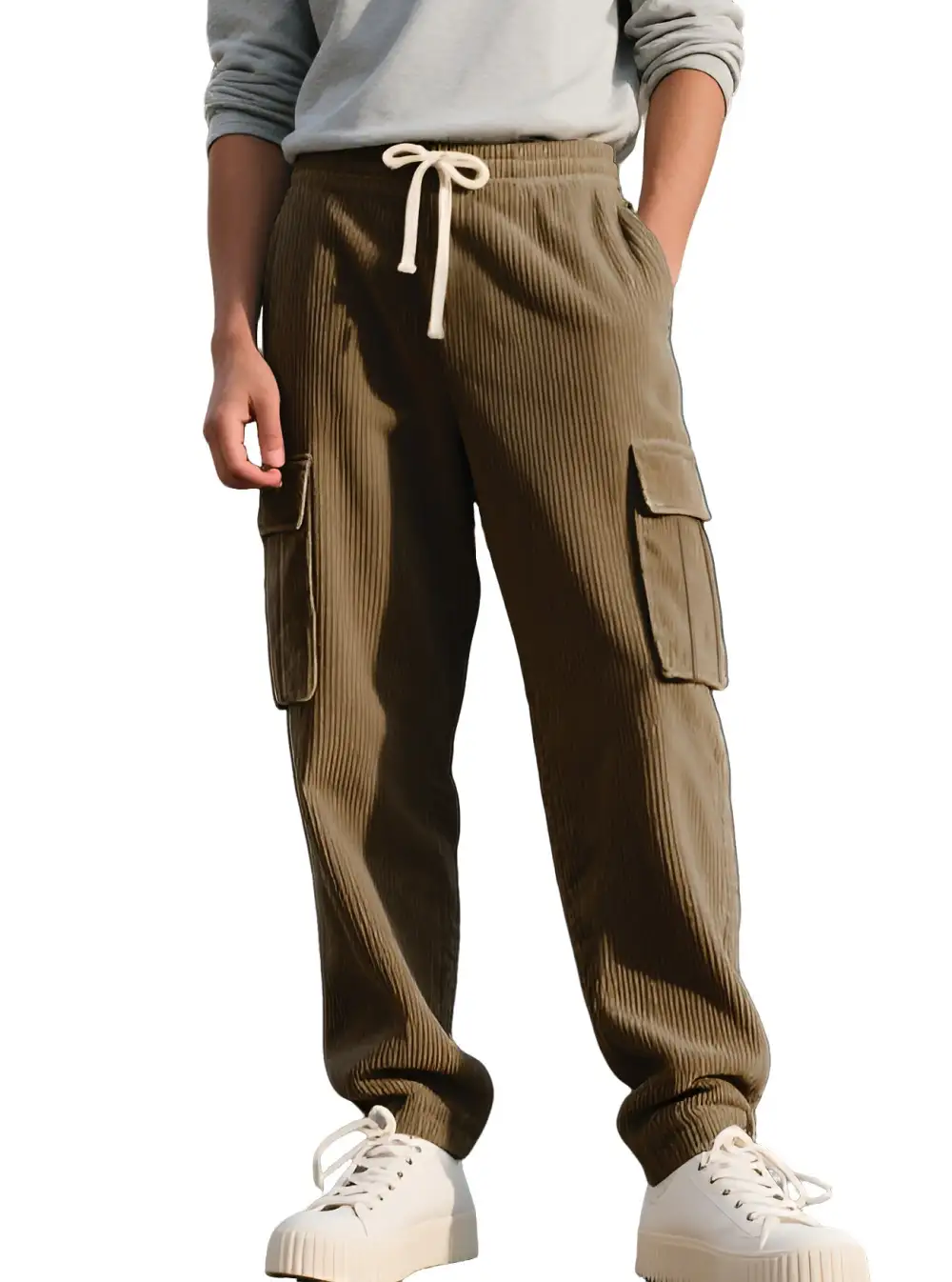 Men's Casual Utility Cargo Waistband Pockets Cargo Pants