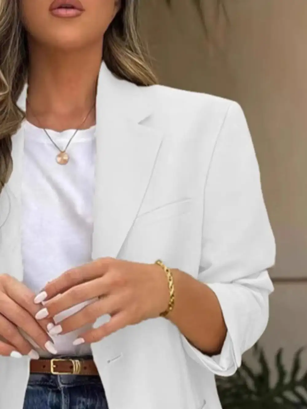 Modern Lapel-Collar Long-Sleeve Blazer