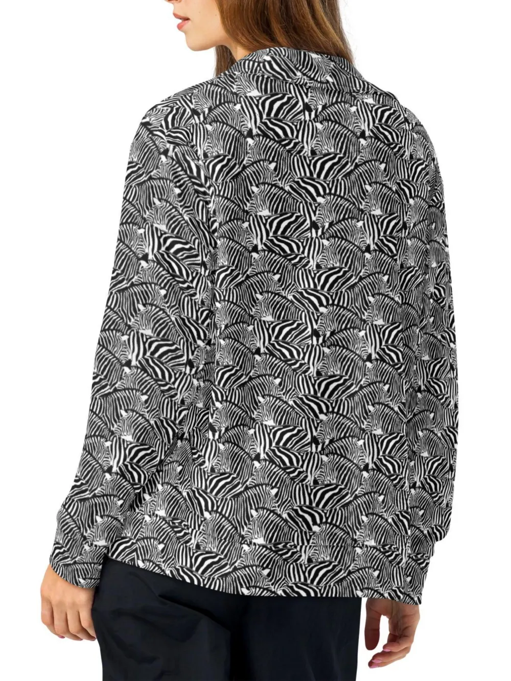 Zebras Printed Zip Up Jacket