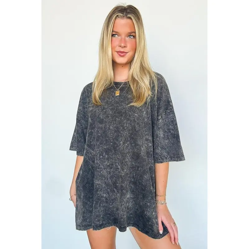 6PACK-Mineral Wash Oversized Top - BACK IN STOCK