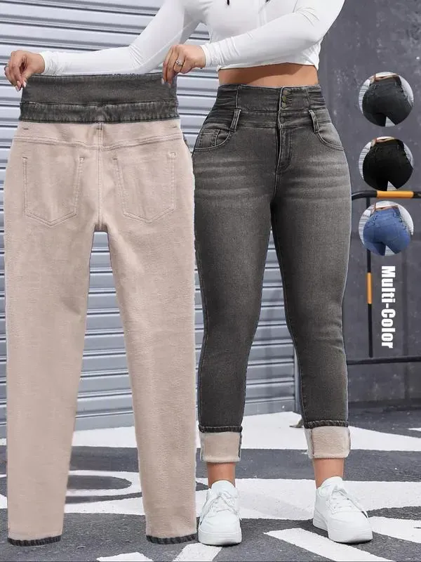 🔥Last Day 89% OFF🔥Women's High Elasticity Fleece Lined Thick Denim Jeans