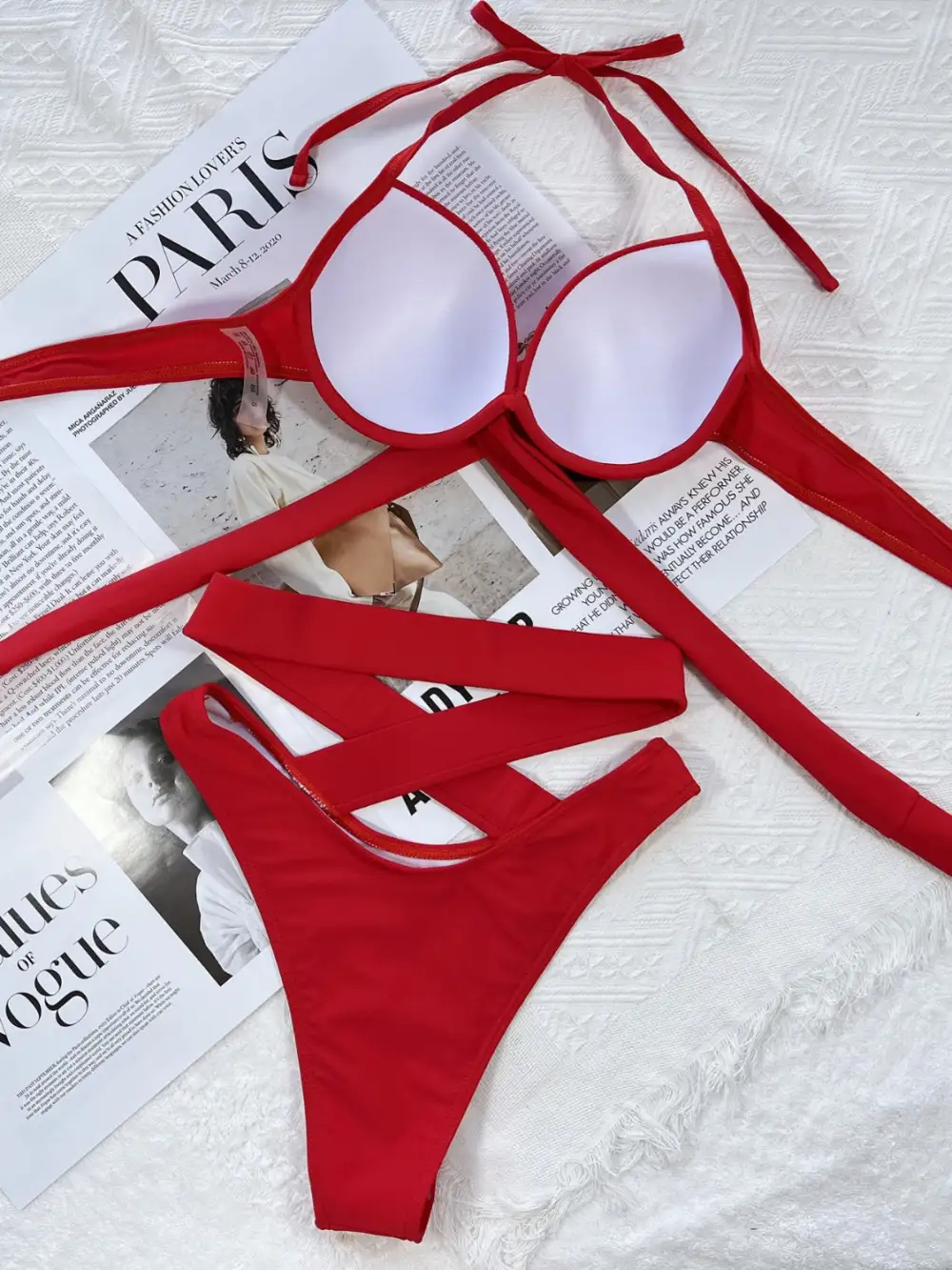 Crisscross Halter Neck Bikini Swim Set
