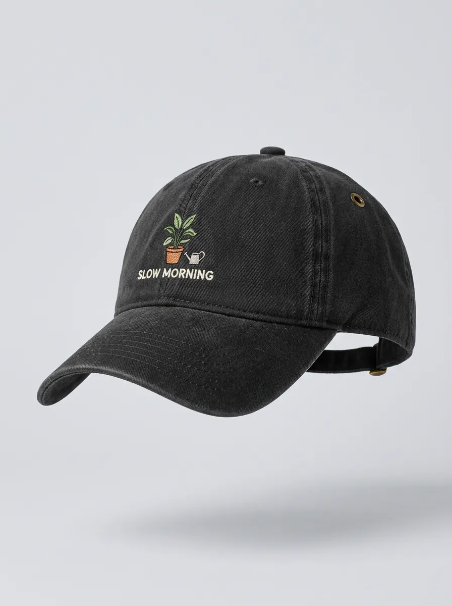 Plant-Lover Slow-Morning Printed Potted-Plant Unisex Baseball Cap