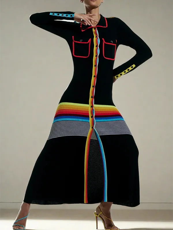 Skinny Buttoned Long Shirt Maxi Dress