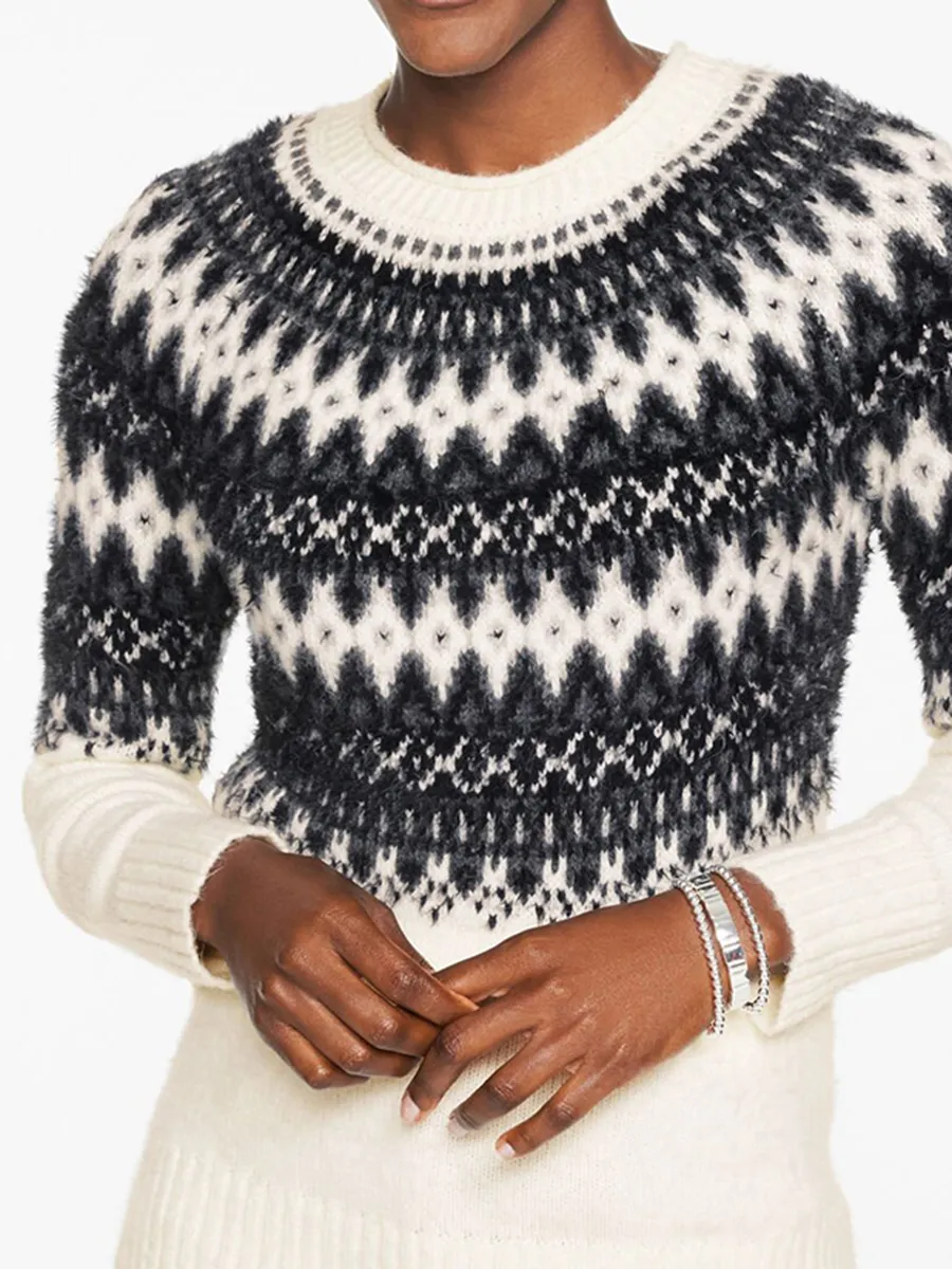 Women'S Multi Color Diamond Shaped Retro Art Pattern Knitted Sweater