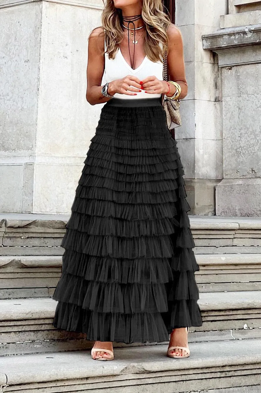 Layered Mesh Boho Skirt