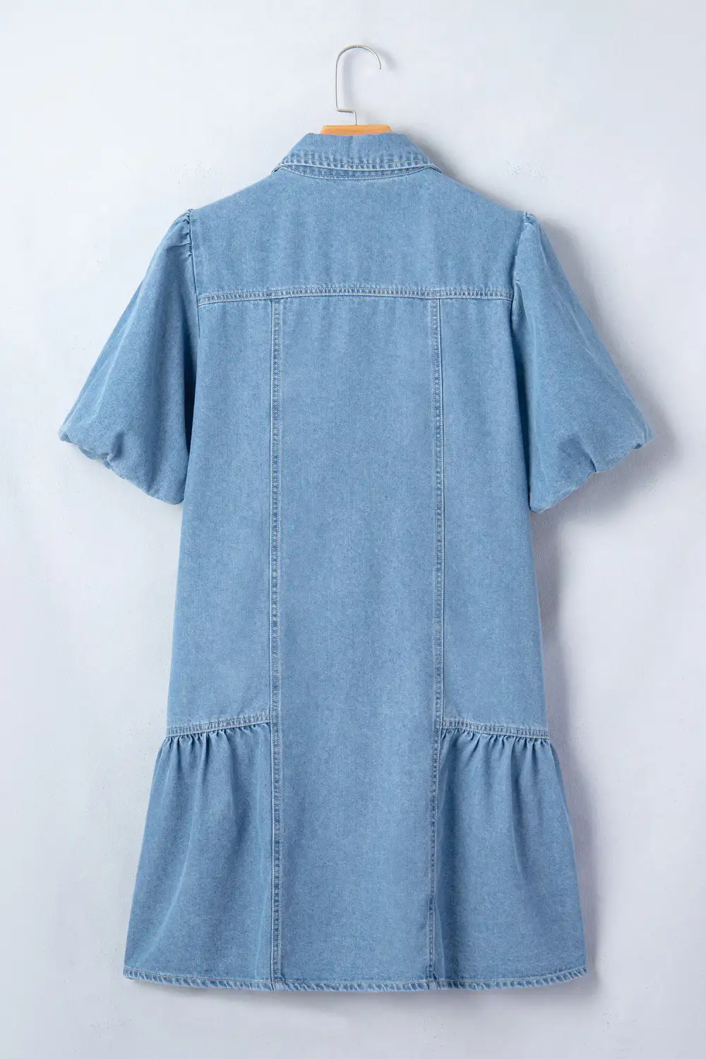 Patchwork Denim Button Front Dress Casual