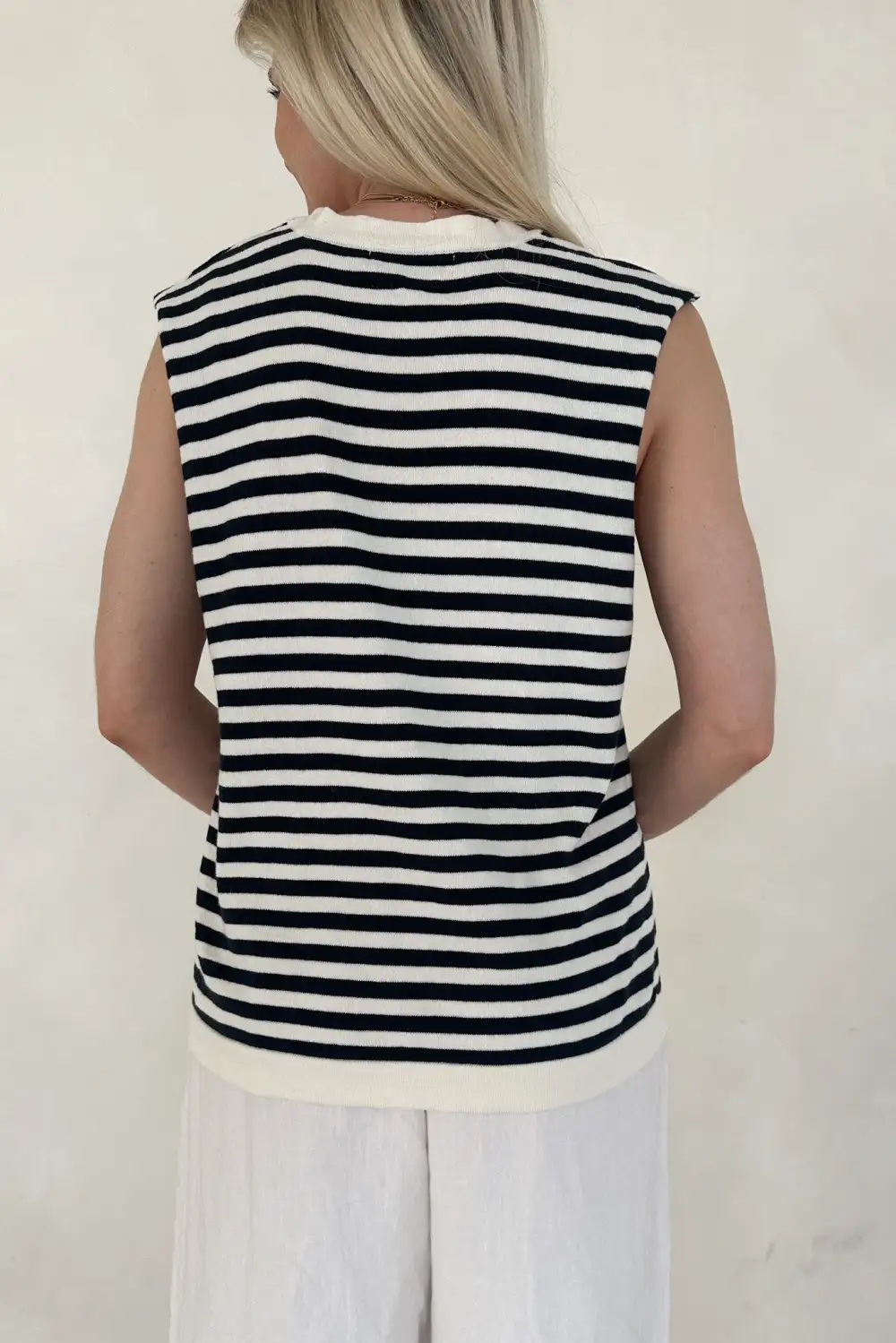 Polished Striped Sleeveless Top