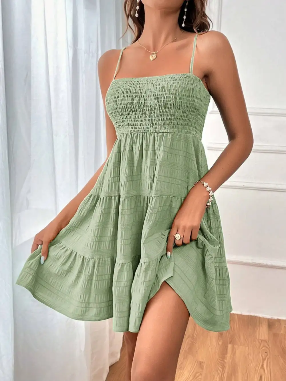 Tiered Sleeveless Mini Dress