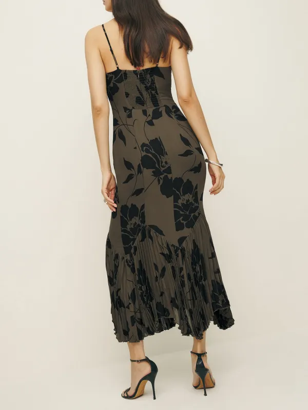 Spaghetti Strap Floral Midi Dress