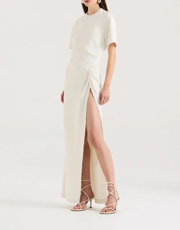 Cream Knot Detail Maxi Dress