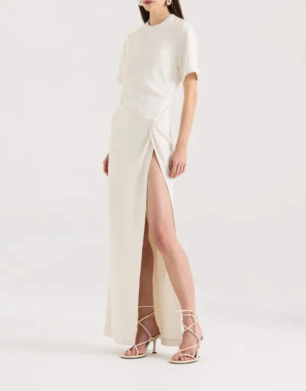Cream Knot Detail Maxi Dress
