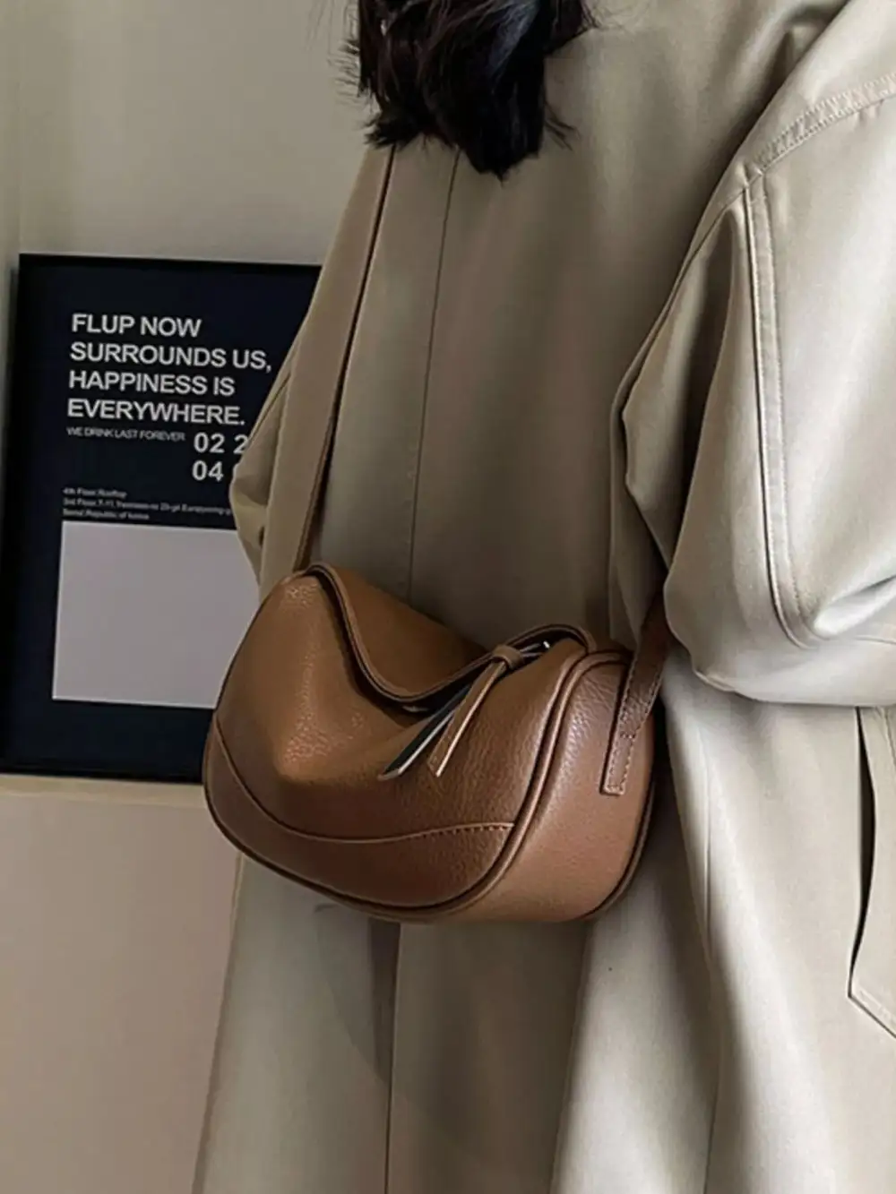 Minimal Faux Leather Crossbody Bag