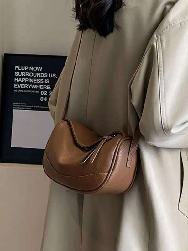 Minimal Faux Leather Crossbody Bag
