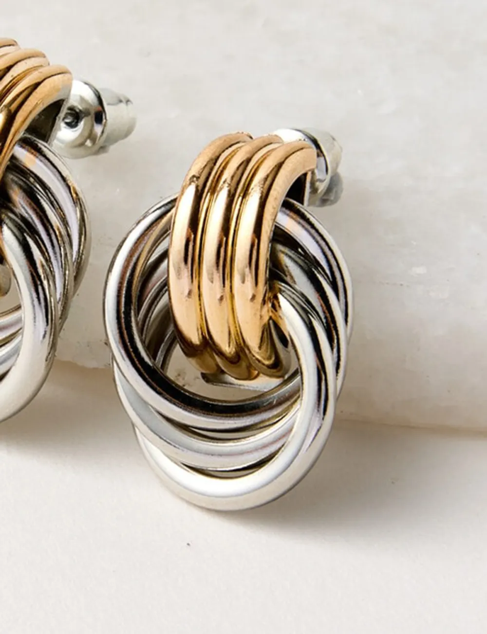 Creative Artistic Geometric Design Gold And Silver Earrings