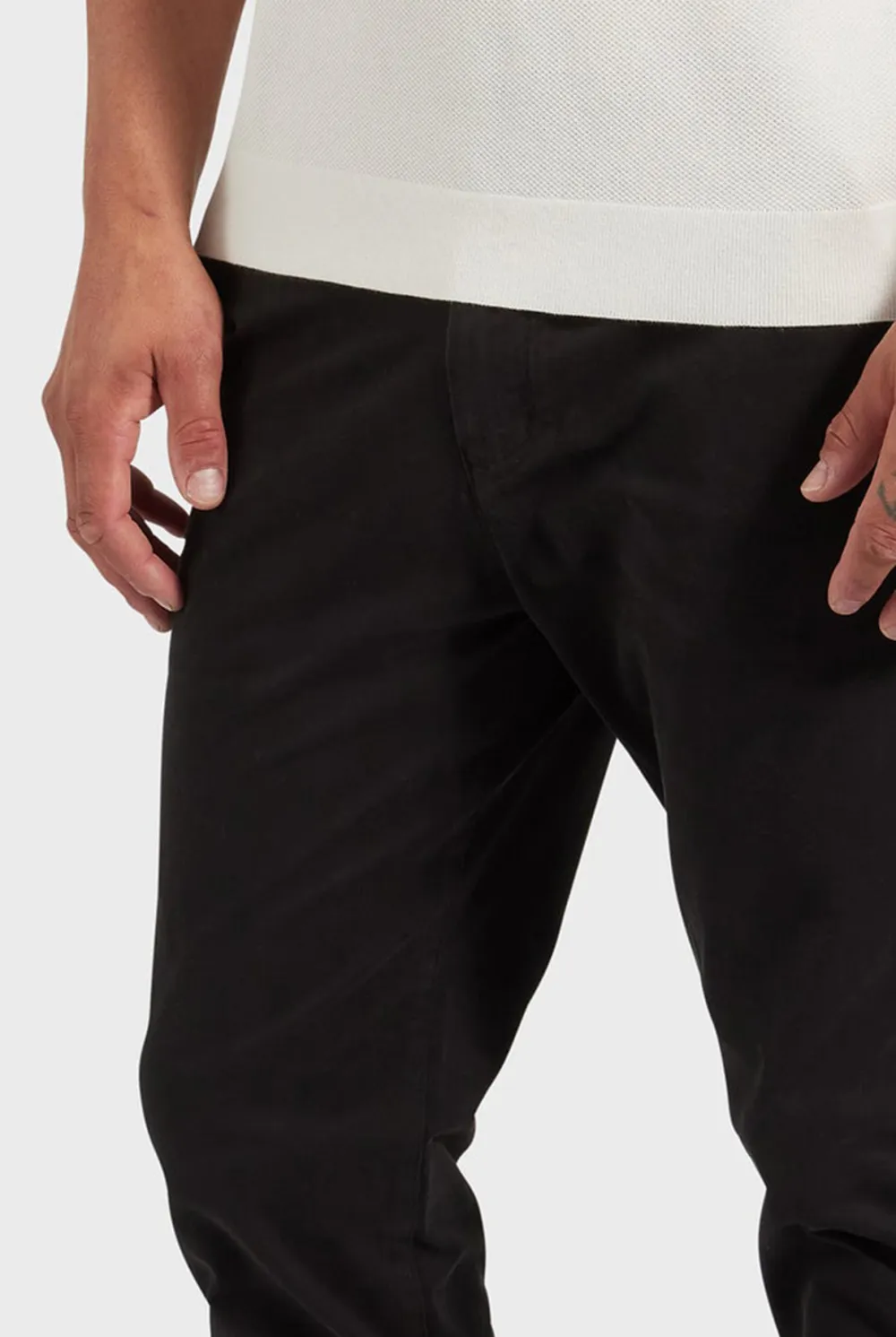 Cotton Blend Slim Leg Trousers