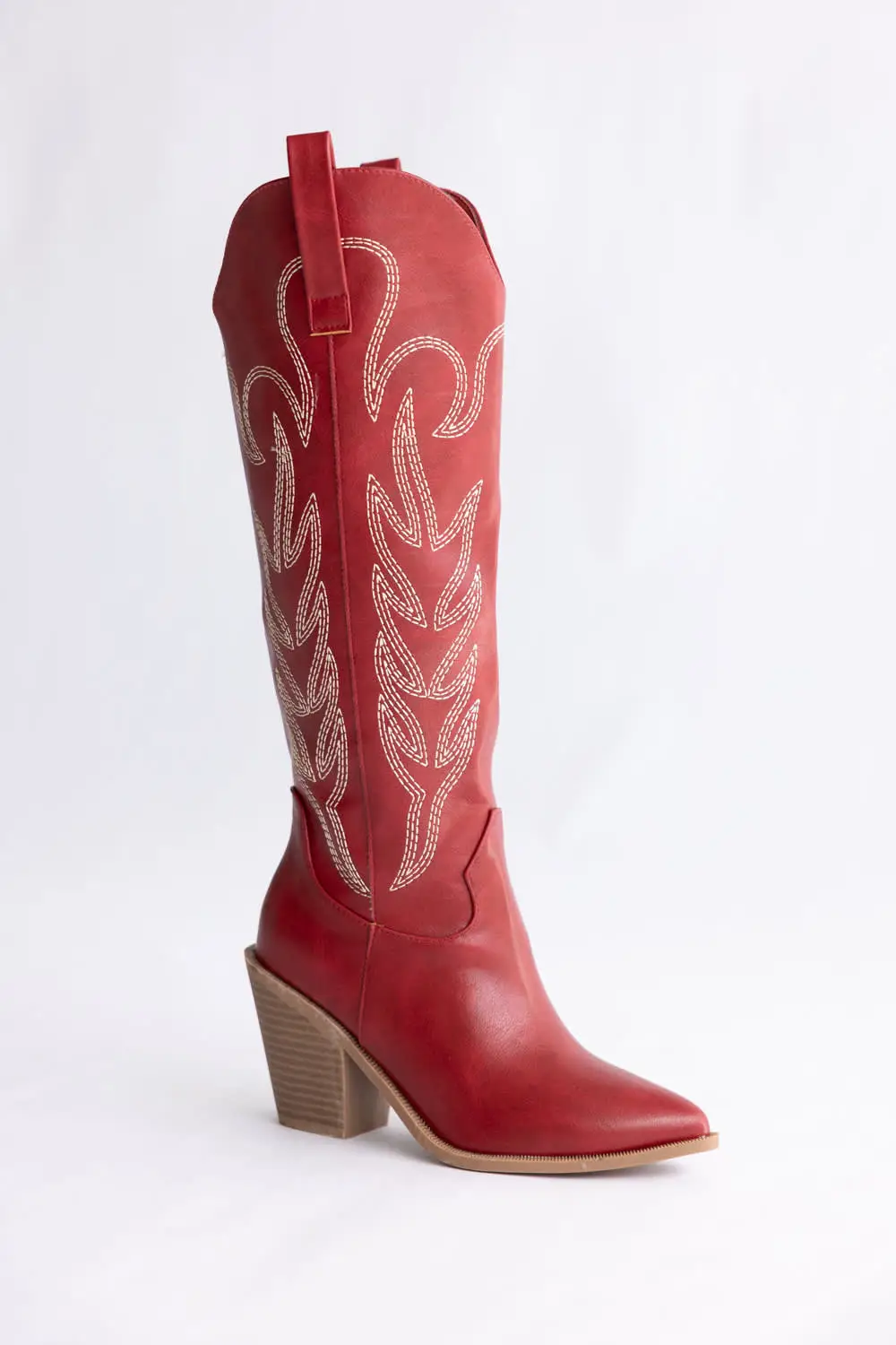 Leather Zip Entry Pointed Toe Tall Western Boots