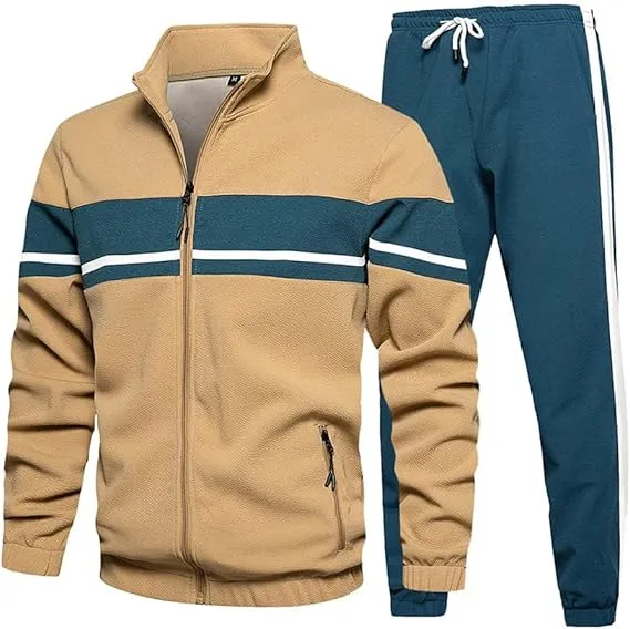 Leading The Better Life Men'S Sweat Suit 2 Piece Outfit Casual Contrast Sports Jogging Tracksuits Set