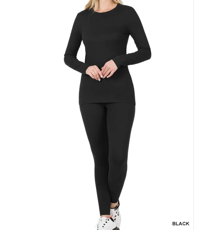 Buttery Soft Solid Top with Pocket and Leggings ( Piece) Set