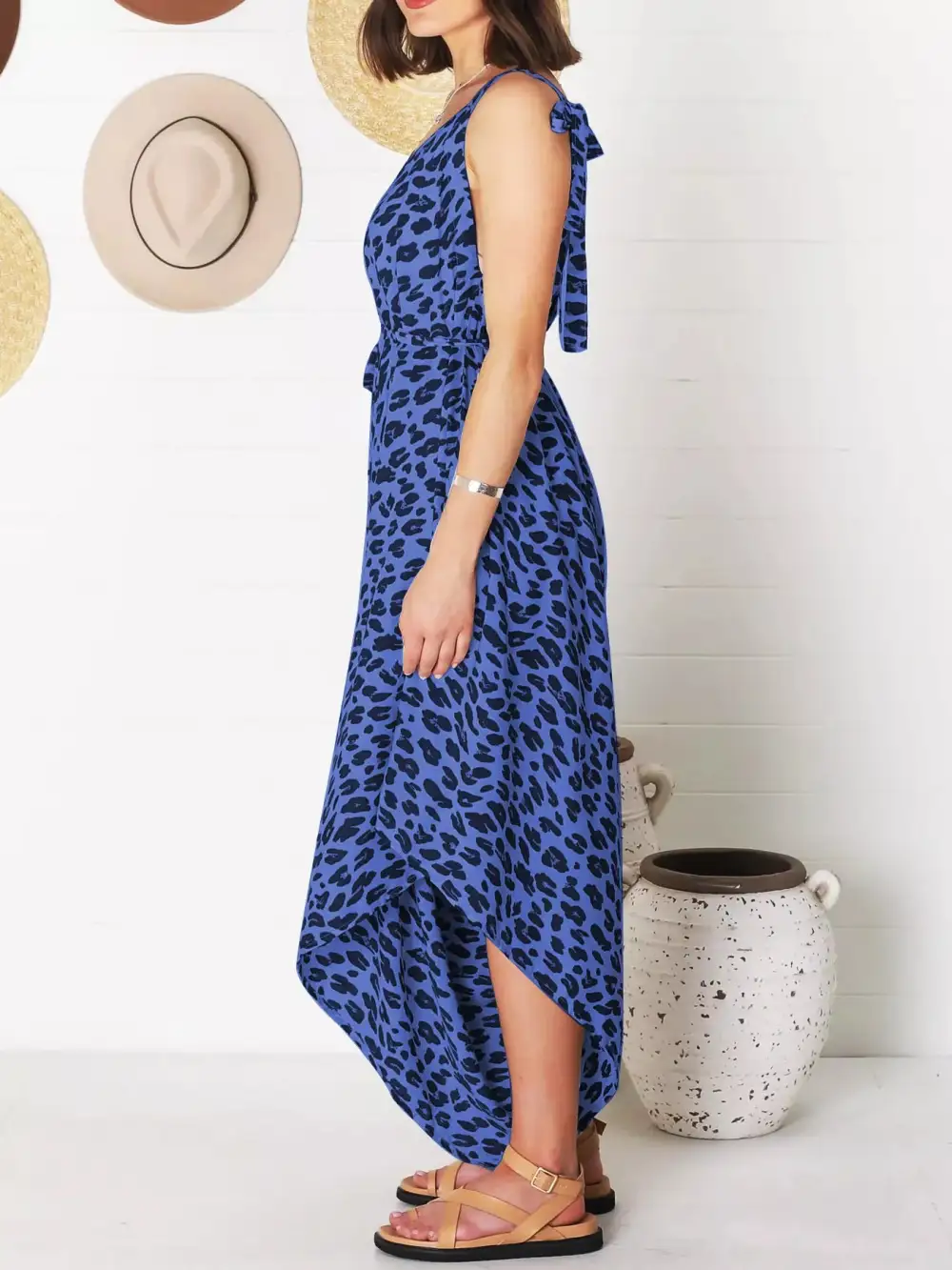 Plus Size Leopard Print V Neck Jumpsuit