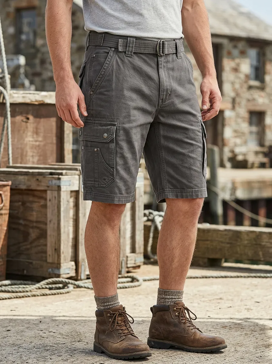 Men's Utility Integrated Belt Cargo Shorts