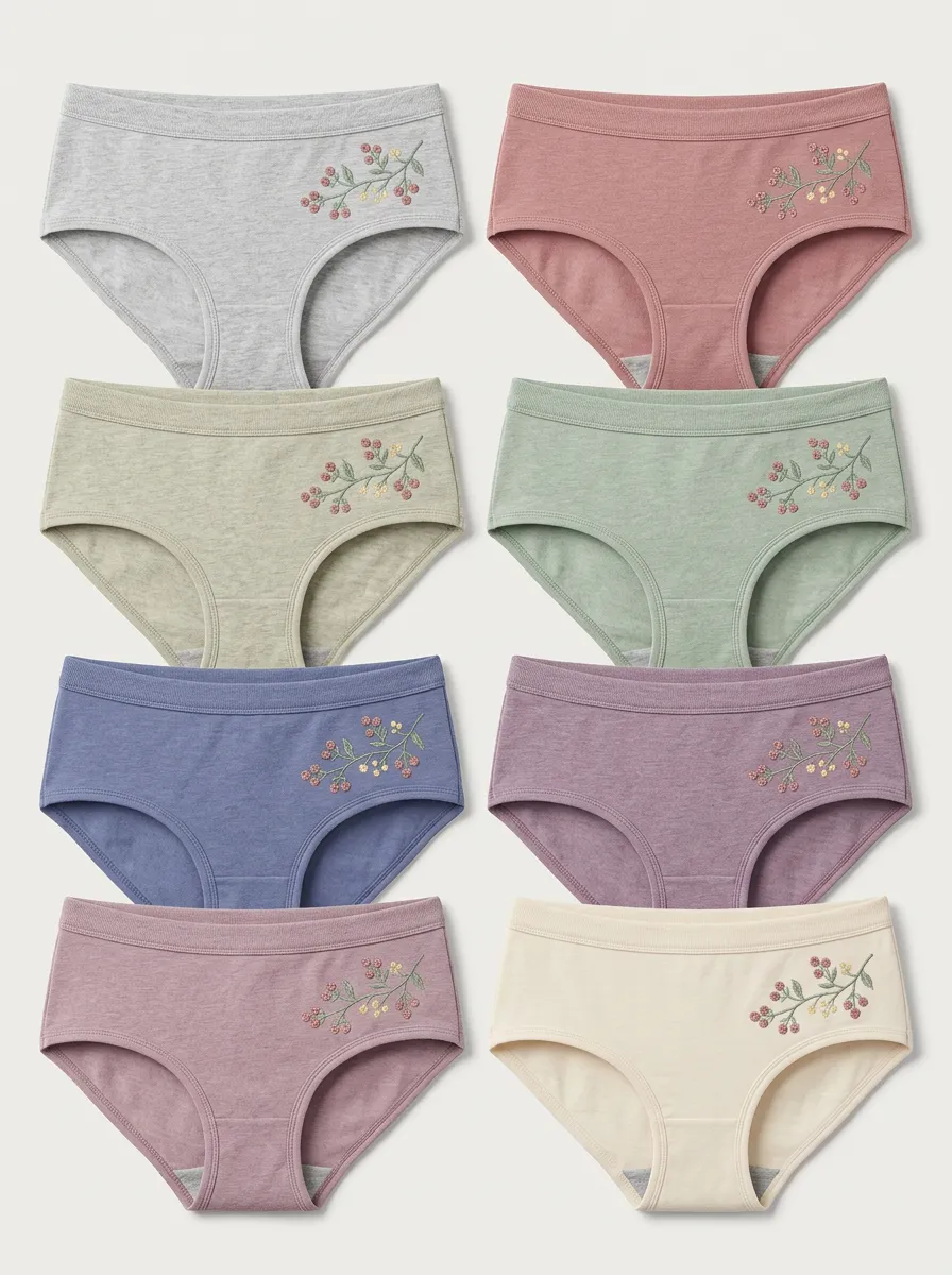 Women's Floral Lover Berry Branch Embroidered Printed Panties