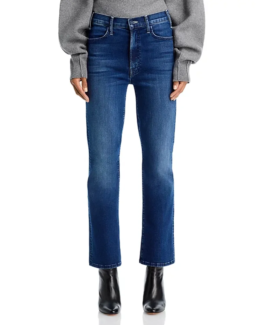 Belt Loops High Rise Flare Leg Ankle Jeans