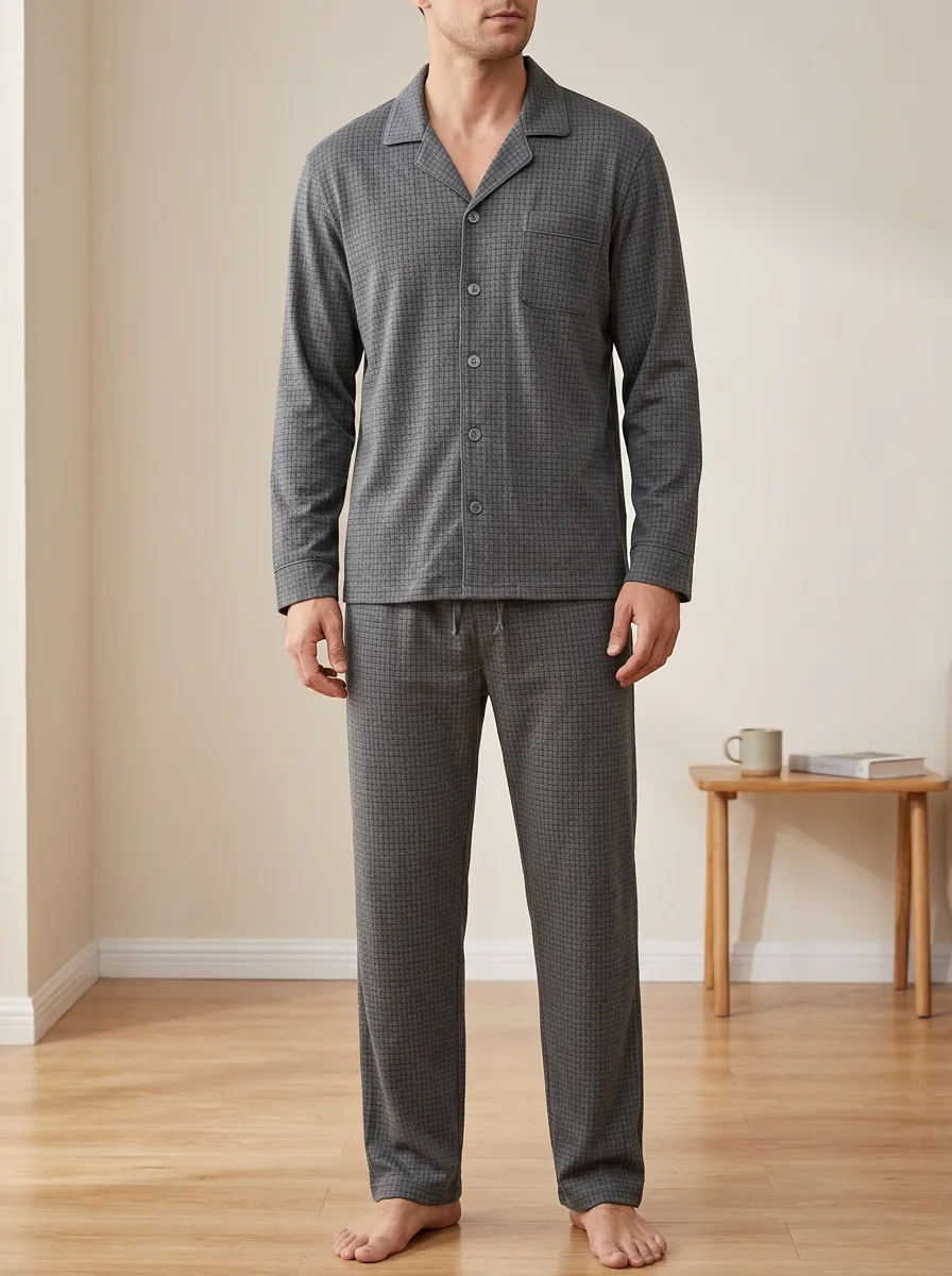 Relaxed Texture Classic Men's Pajama Set