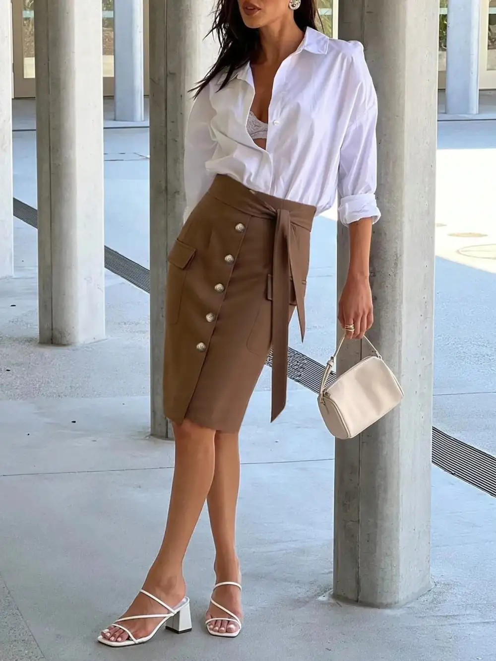Clean Button Front Skirt