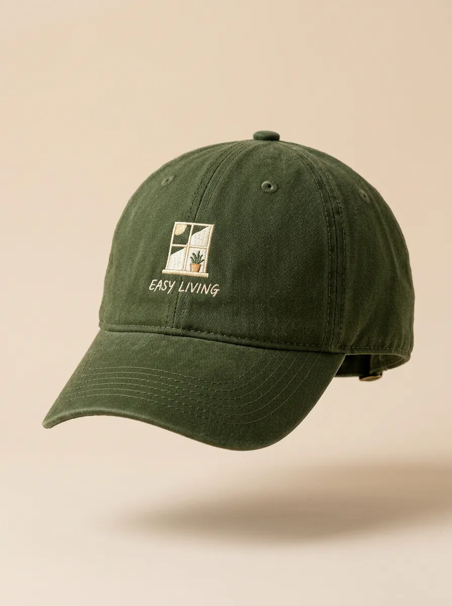 Classic Window-Motif Embroidered Unisex Baseball Cap