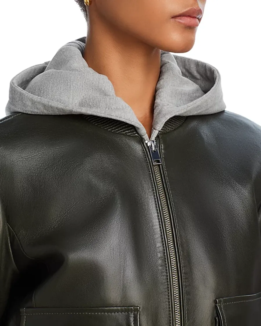 Casual Style Leather Bomber Jacket