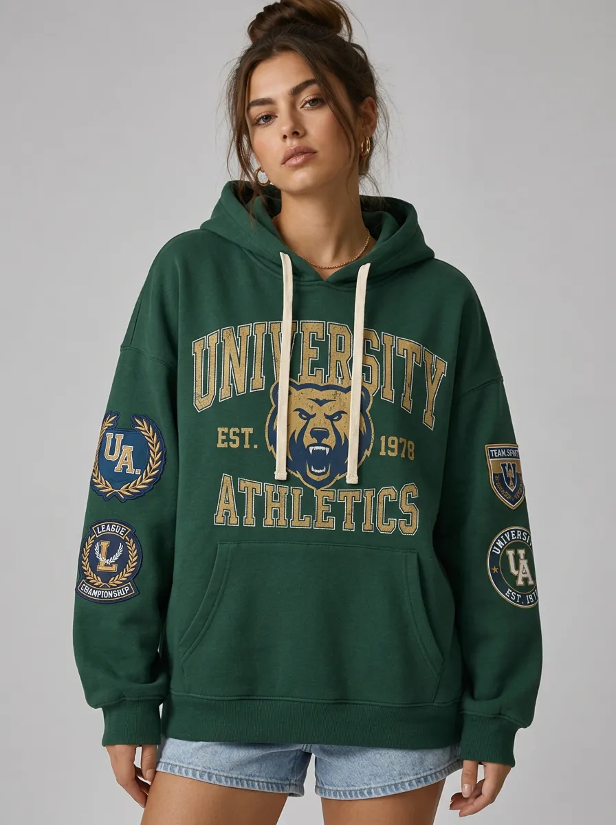 Women's University Athletics Bear Graphic Printed Hoodie