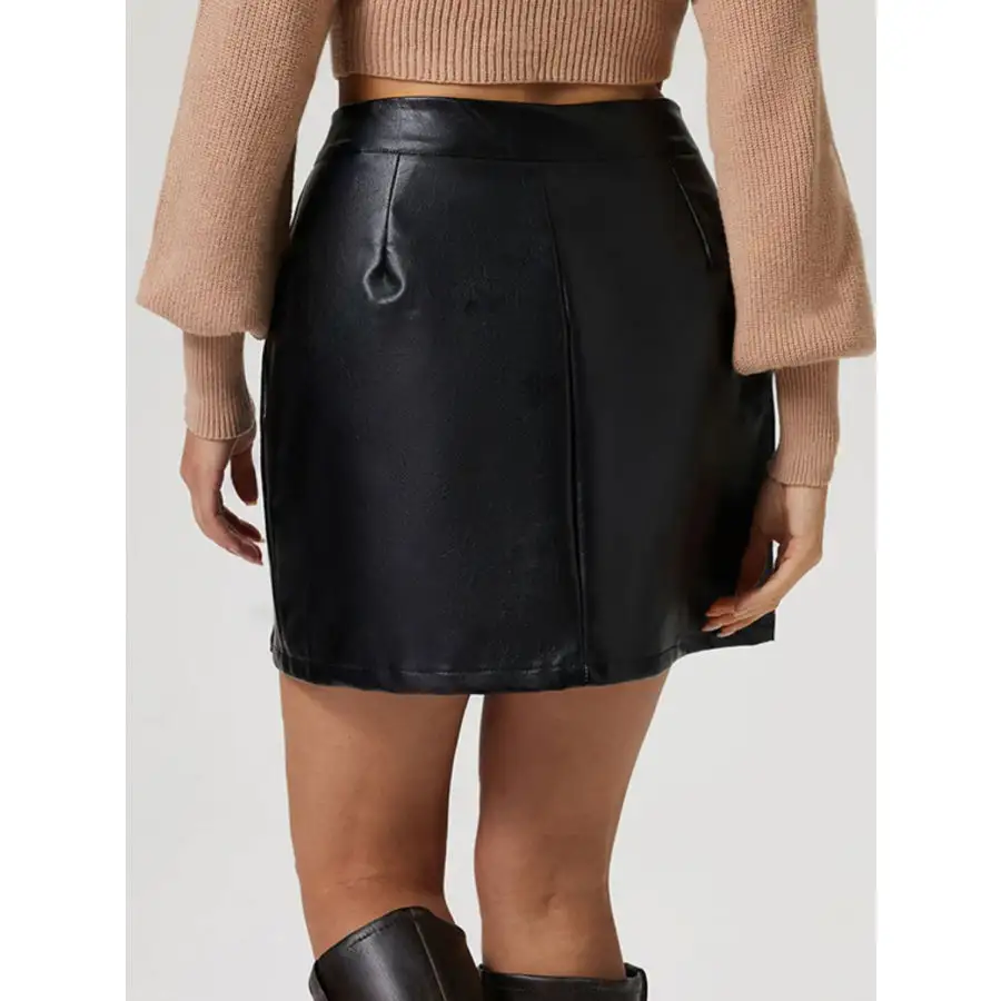 Buttoned High Rise Mini Skirt