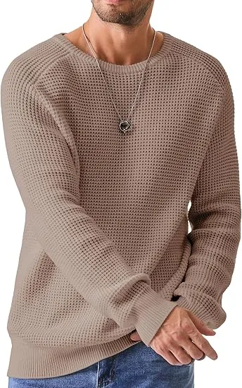 🧶 Men’s Waffle Knit Crewneck Sweater – Effortless Warmth. Everyday Style.