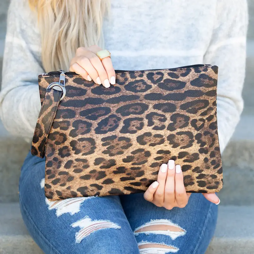 Leopard Print Oversize Clutch Bag