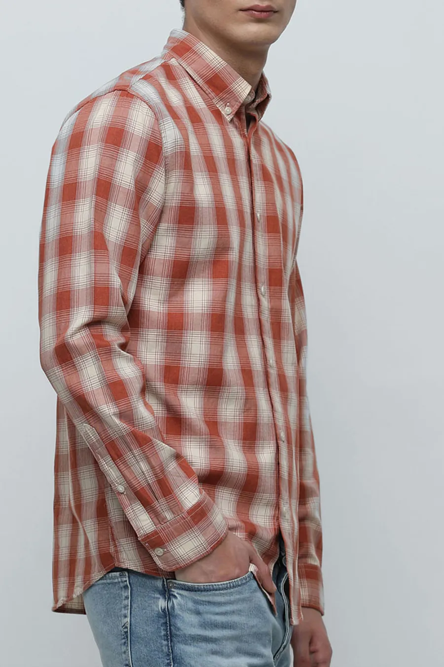 Red Check Button-Down Shirt