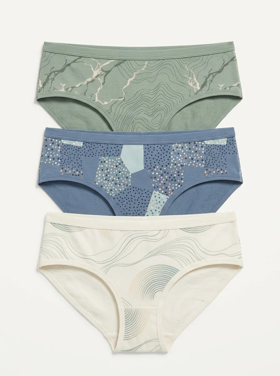 Women's Nature Abstract Art Geometric Print 3-Pack Panties