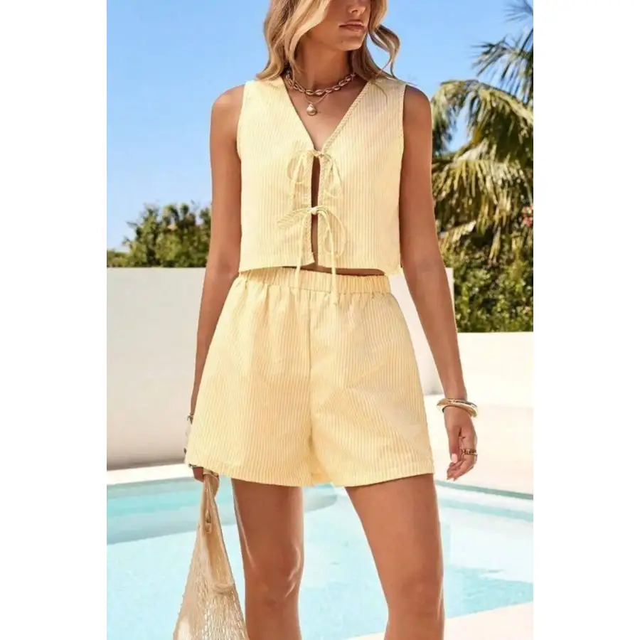 Tie Front Vest and Shorts Set