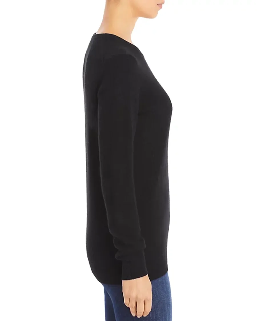 Casual Style Ribbed Crewneck Cashmere Sweater
