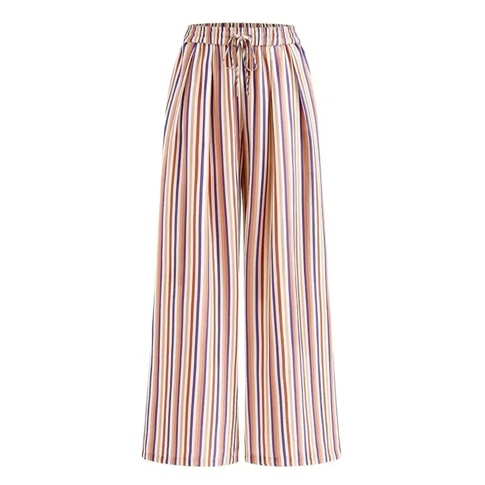 Women'S Elastic Waist Striped Lightweight Wide-Leg Pants-🔥7-Pack - All Colors Included, Only $24