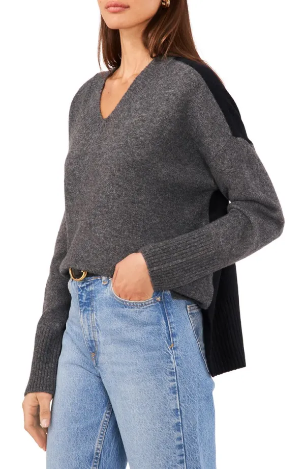 Contrast High-Low Sweater