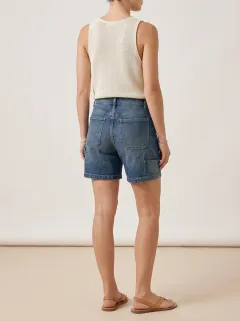 Women's Casual Style Patch Pocket Denim Printed Shorts
