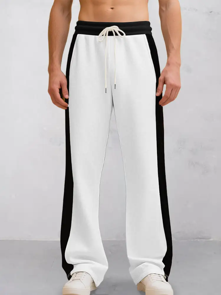 Casual Contrast Color Drawstring Jogger Pants